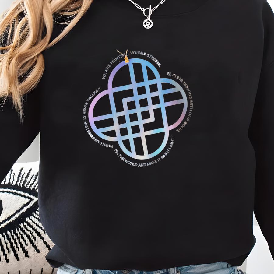 Kpop Huntrix Logo T-shirt: Iridescent Korean Anime Graphic Tee Sweatshirt