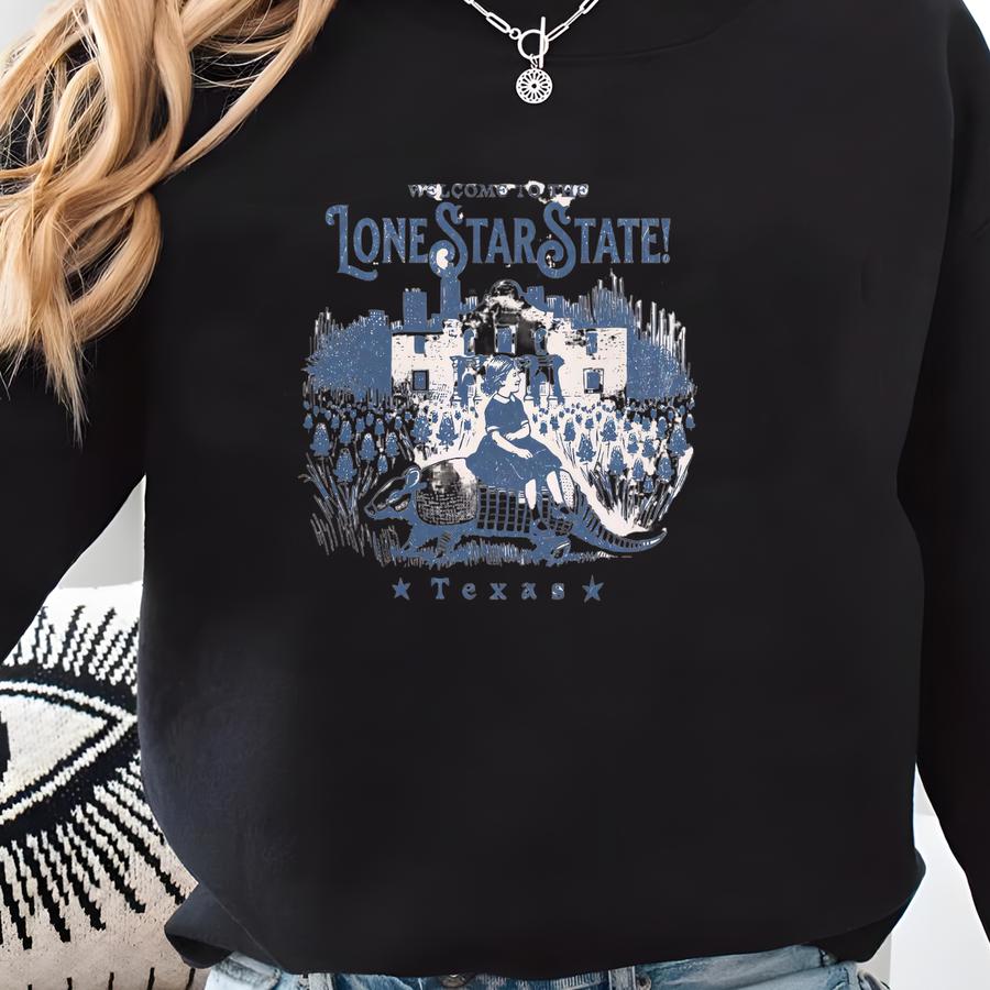 Texas Lone Star State Sweatshirt: Vintage Texans Pride Apparel San Antonio Rodeo Souvenir Sweatshirt