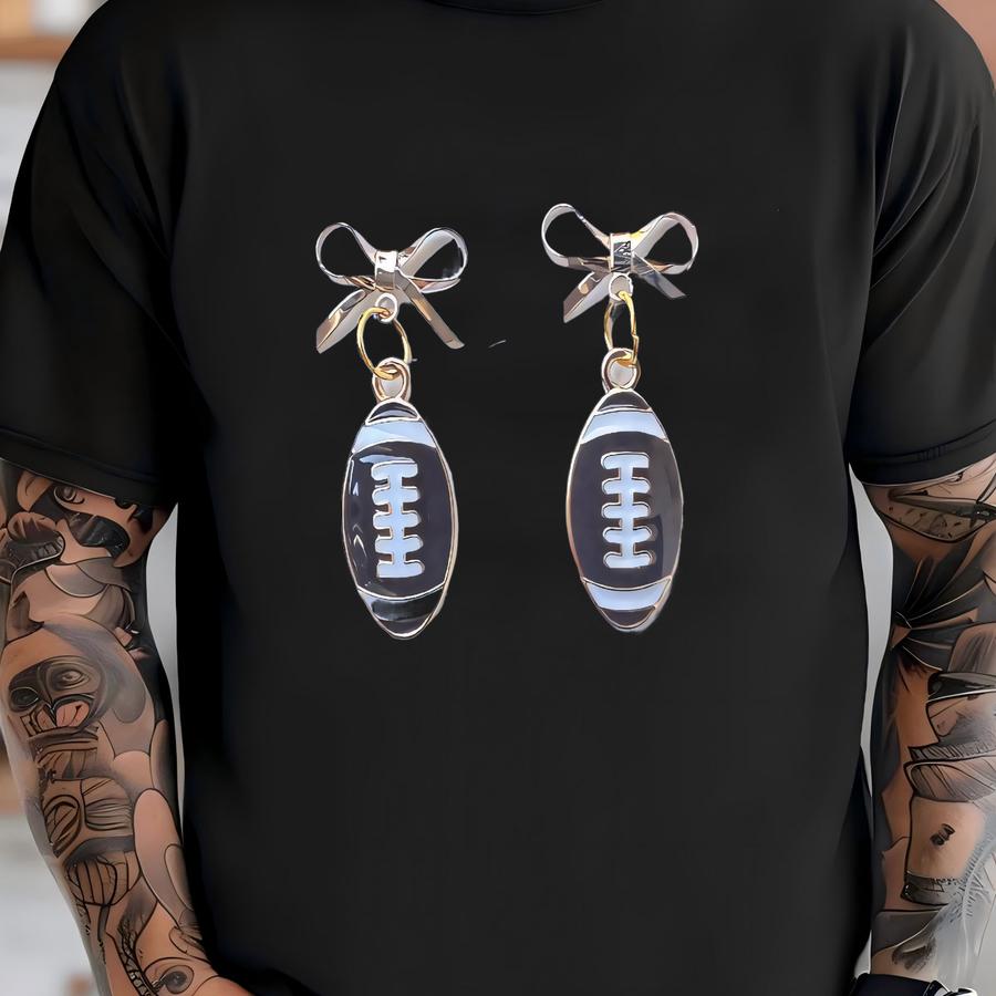 Football Gameday Game Day Bow Earrings Enamel T-shirt