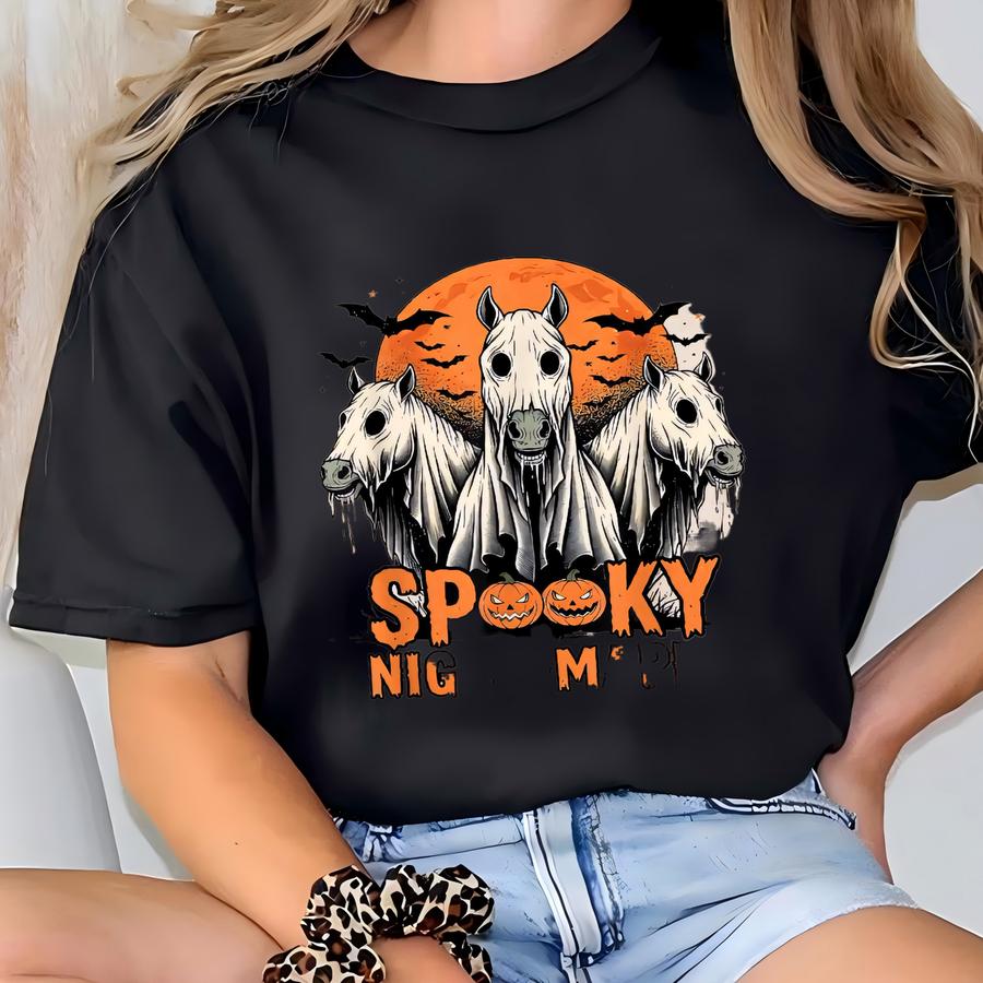 Ghost Horse Shirt, Halloween Horse Shirt, Horse Lover Gift, Spooky Horse Shirt, Western Halloween, Gift For Halloween, Ghost Horse Sweater T-shirt
