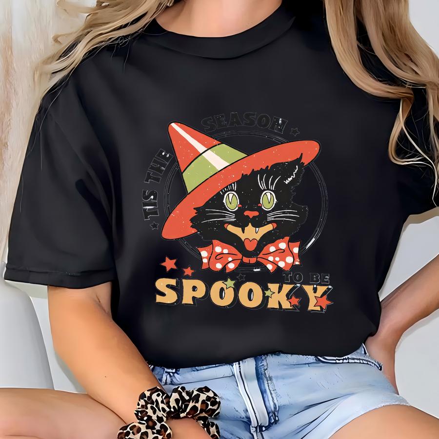 Halloween Cat Shirt Halloween Sweatshirt Spooky Season Sweatshirt Retro Halloween Shirts Kids Halloween Toddler Sweatshirt Funny Halloween T-shirt