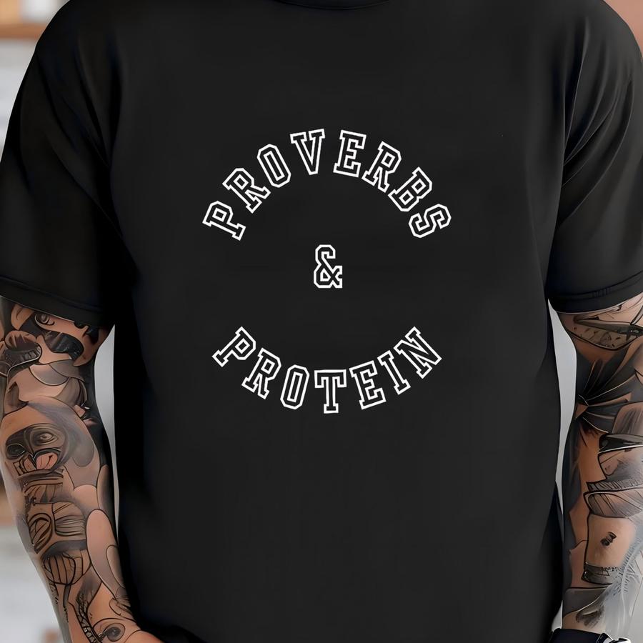 Animal Print Fitness Tee: Proverbs Protein Graphic, Unisex Workout Top T-shirt