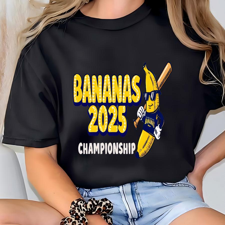 Bananas 2025 Championship Shirt, Retro Savanna Baseball Tee, Family Matching Game Day Outfit, Funny Baseball Fan Gift Hoodie T-shirt