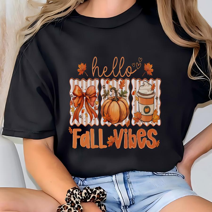 Boho Pumpkin Fall Vibes Hoodie - Bella Canvas Unisex Tee T-shirt