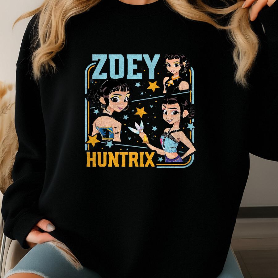 Zoey Huntrix Kpop Demon Hunters Shirt,rumi Mira Zoey Shirt,saja Girls Graphic Tee,saja Boys Shirt,demon Hunters Merch,kpdh Shirt,huntrix Tee Sweatshirt