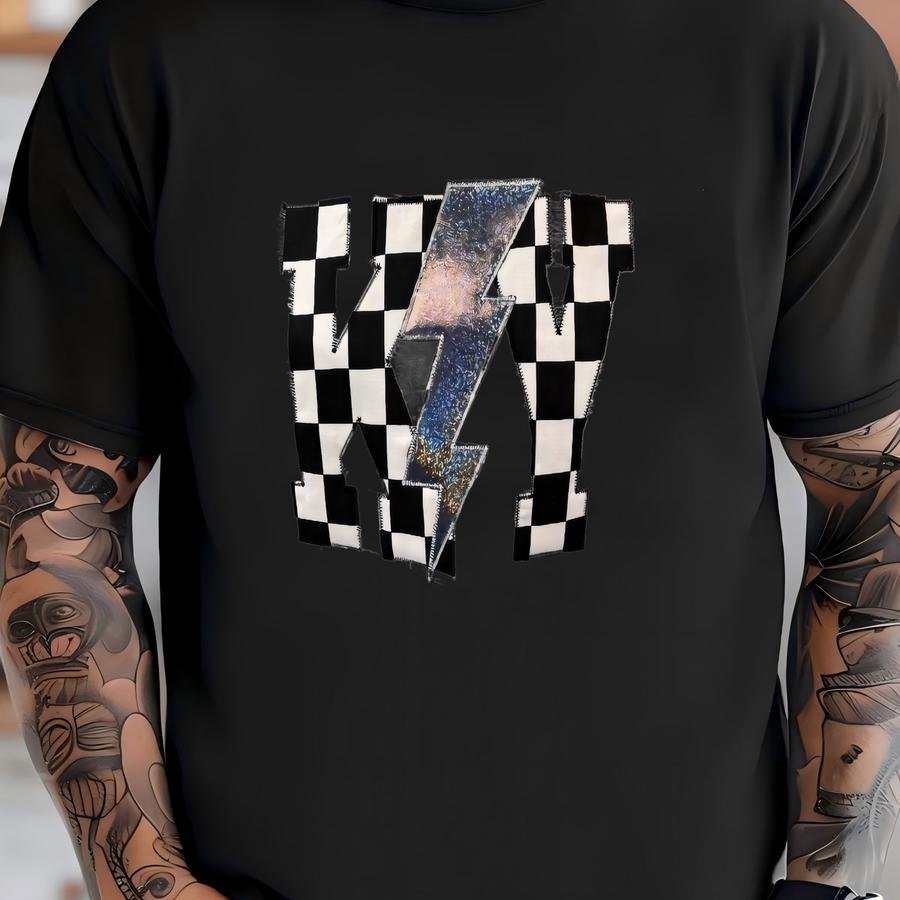 Retro Ky Applique Tee, Retro, Ky, Kentucky, Race Check, Glitter, Girl Gift, Christmas Gift, Birthday Gift T-shirt