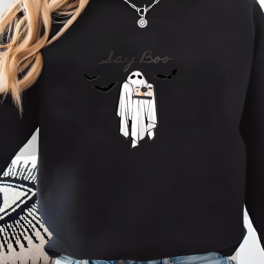 Personalized Halloween Photographer Sweatshirt: Spooky Camera Crewneck Sweatshirt