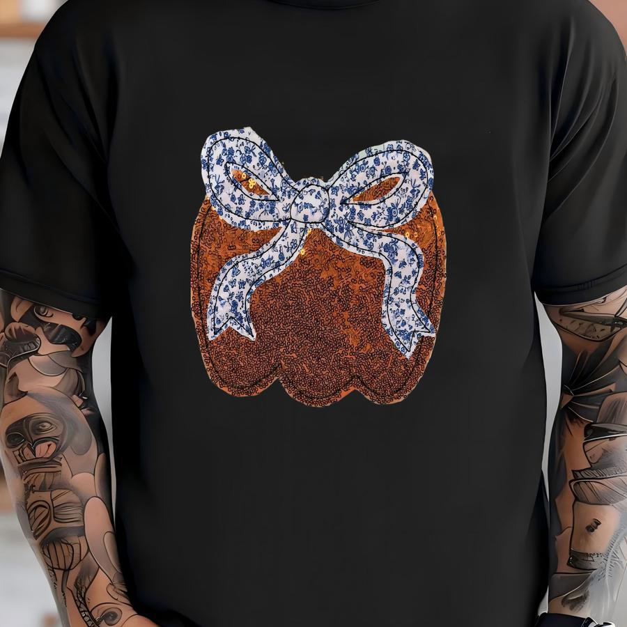 Real Sequins Chinoiserie Pumpkin Applique Tee, Chinoiserie, Pumpkin, Fall, Pumpkin Spice, Sequins, Girl Gift, Women's Gift, Birthday Gift T-shirt