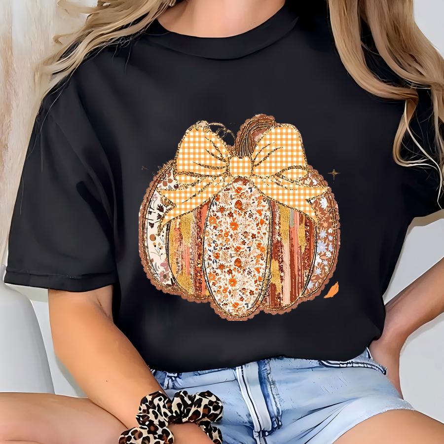 Fall Pumpkin With Bow Tshirts Sweatshirts T-shirt