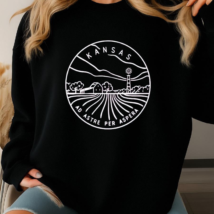Kansas State Sweatshirt, Kansas Pride Crewneck, Kansas Lover Gift, Kansas Travel Souvenir, Cozy Kansas Graphic Sweatshirt, Kansas Trip Top Sweatshirt