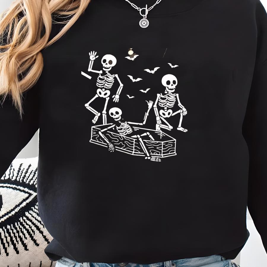 Subtle Anti- Skeleton Shirt Funny Skeleton Protest Shirt Spooky Season Shirt Halloween Protest Tee Gag Gift Coffin Shirt Sweatshirt