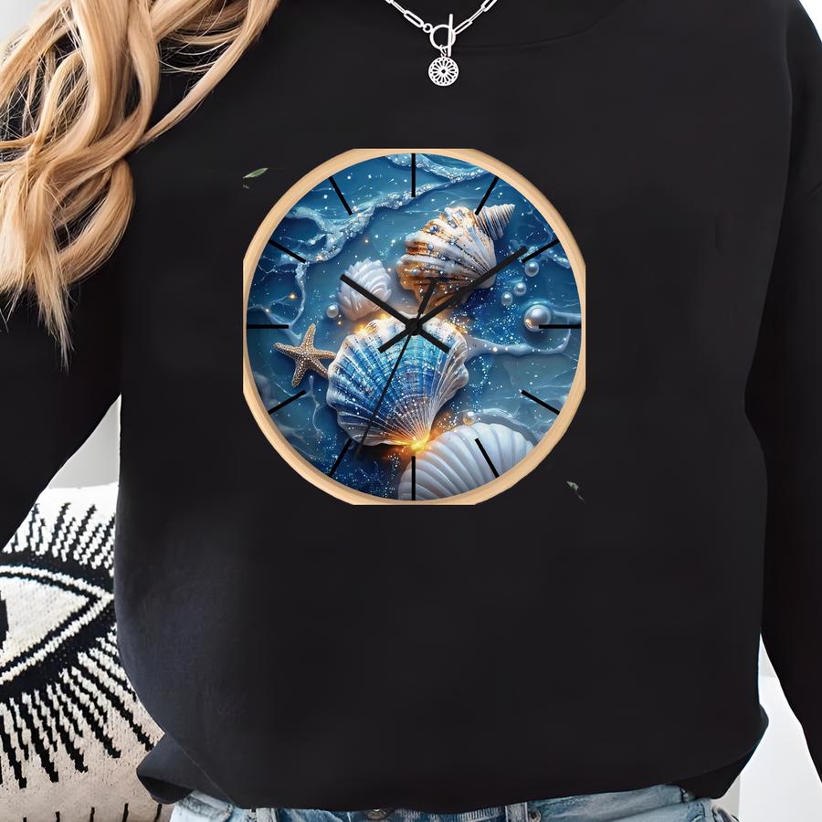 Seas Wall Clock: Al Nautical Decor, Beach House Accent Sweatshirt