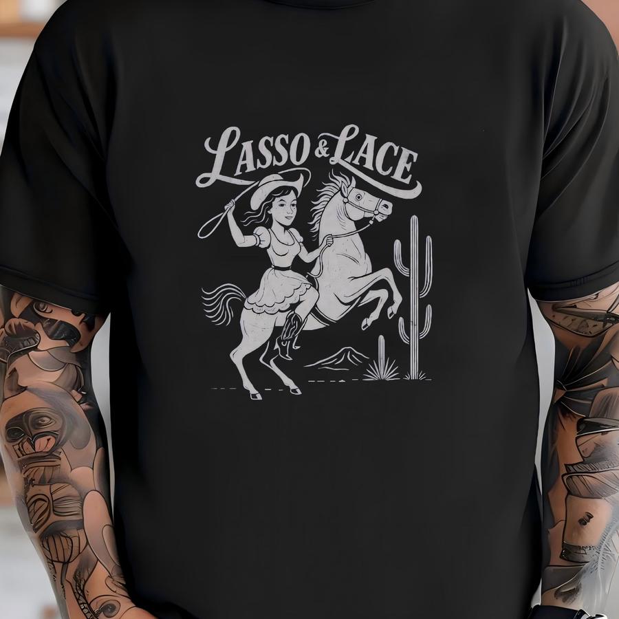 Western Cowgirl Shirt, Rodeo Shirt, Western Shirt, Western Graphic Tee, Lasso Lace, Cowgirl Aesthetic, Cowgirl Shirt, Gift For Cowgirl T-shirt