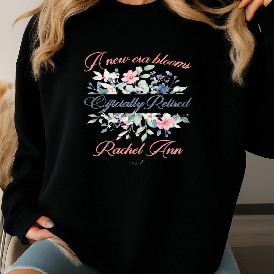 Personalized Retirement Mug With Name And Year, Custom Floral Retirement Mug For Women, Coworker Boss Retirement Mug, Officially Retired Cup Sweatshirt