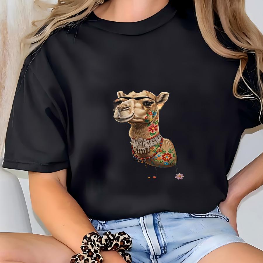 Frida Kahlo Camel Art Print: Mexican Folk Art Desert Jungle Decor (24x36 Rolled) T-shirt