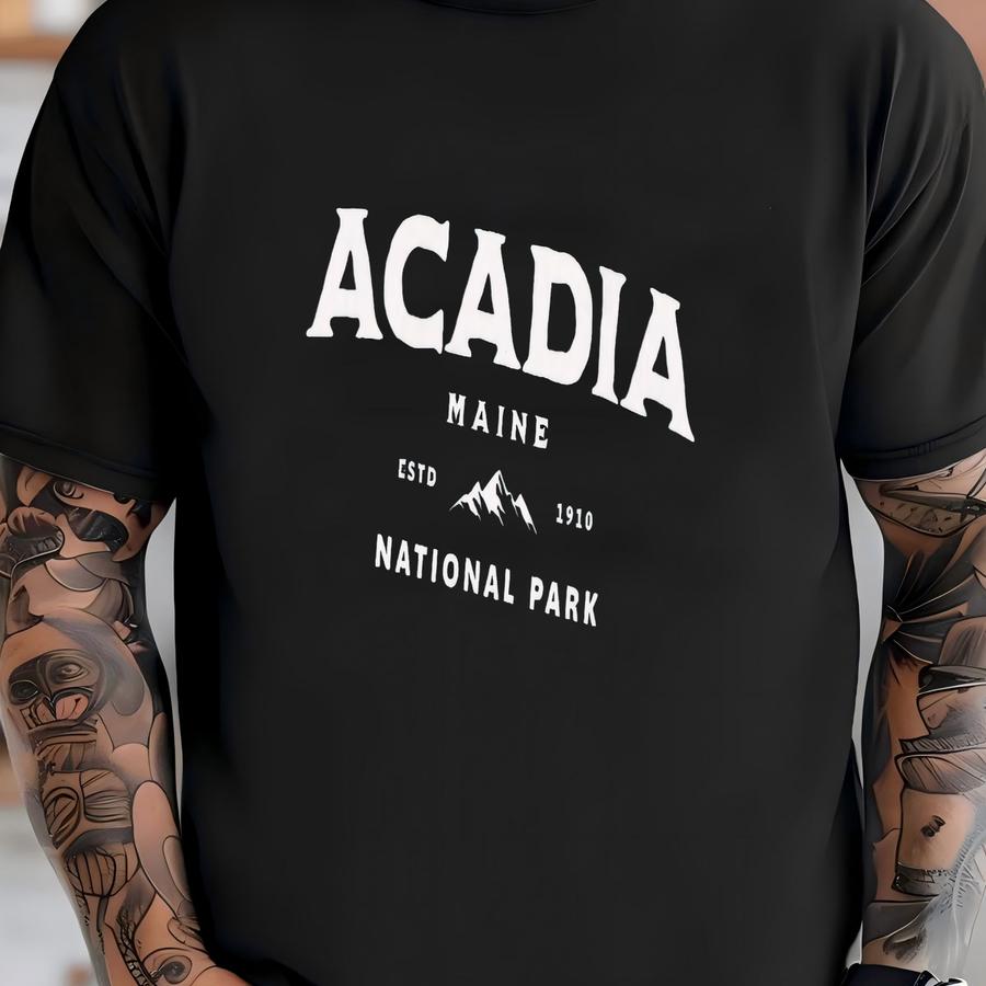 Acadia National Park Sweatshirt - Vintage Maine Mountain Graphic Pullover T-shirt