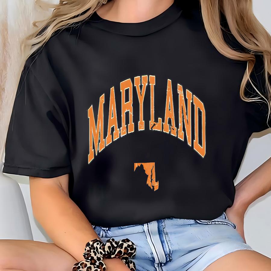 Vintage Style Maryland Sweatshirt, College Student Apparel, Family Vacation Gift, Sports Fan Souvenir T-shirt