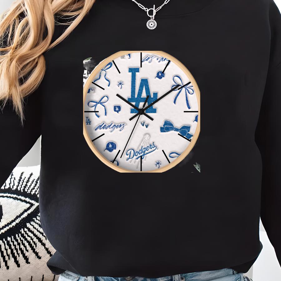 La Dodgers Wood Wall Clock: Baseball Fan Sports Decor Sweatshirt