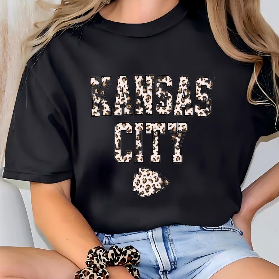 Womens Kansas City Shirt, Kc Cheetah Tshirt, Kansas City Graphic Tee, Kansas City Gift, Kansas City Football Shirt, Kc Football Pride T-shirt