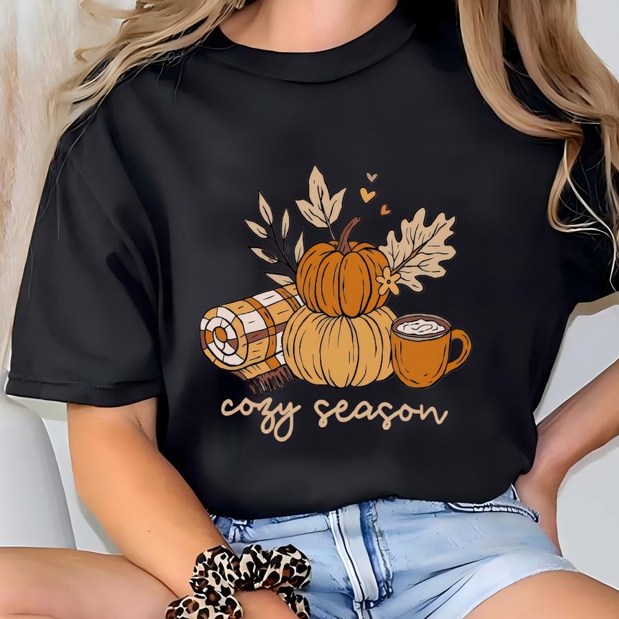 ® Cozy Season Shirt, Fall Season Tshirt, Autumn Cozy Shirt, Cute Cozy Season Tee, Womens Pumpkin Season Shirt, Fall Coffee Tee T-shirt