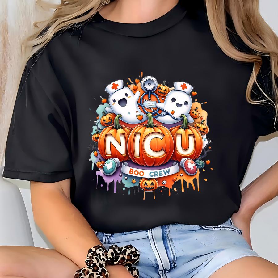 Spooky Ghost Nicu Nurse Halloween Hoodie T-shirt