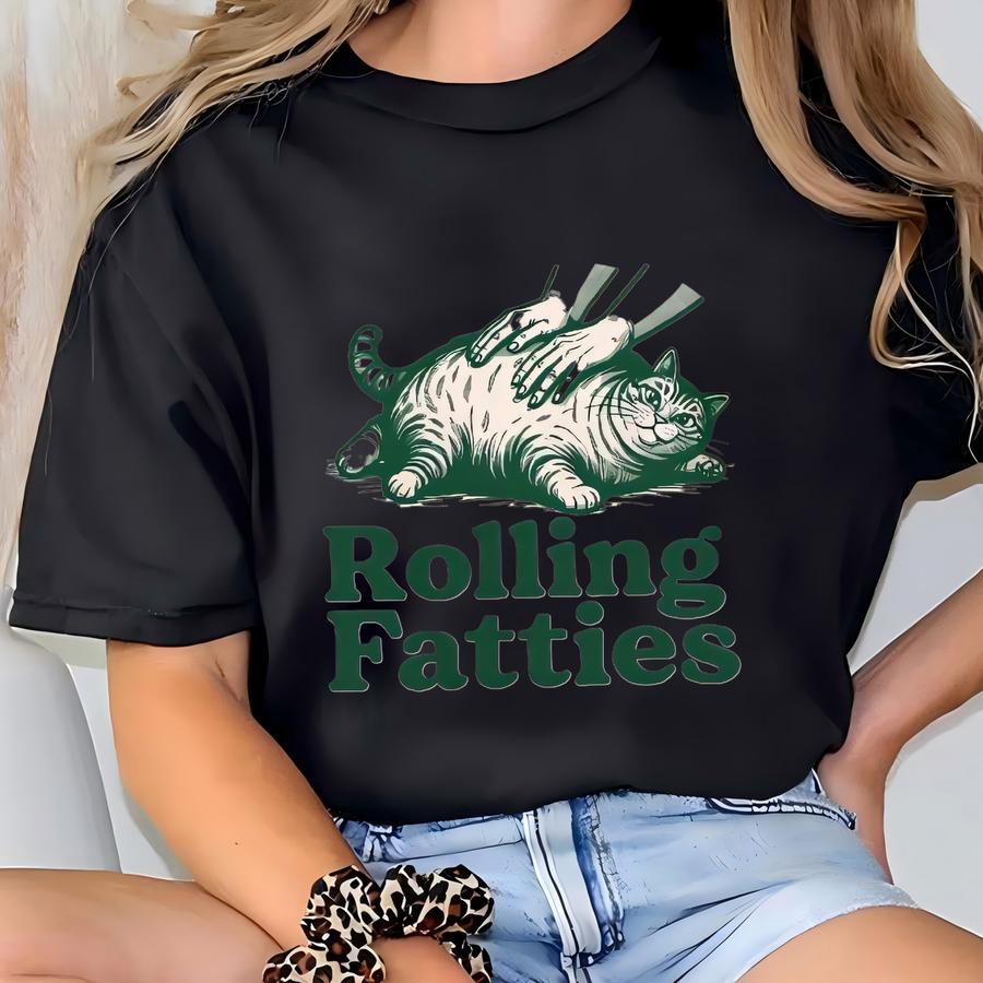 Rolling Fatties Hoodie | Funny Cat Tee, Gift For Cat Lovers, Marijuana Cannabis Tee, Funny Shirt, Adult Humor Gift T-shirt