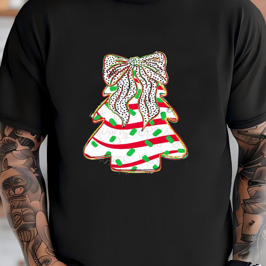 Christmas Tree Png, Merry Christmas Png, Christmas Shirt Png, Pink Christmas, Coquette Christmas, Little Tree Cake Png, Faux Glitter Png T-shirt