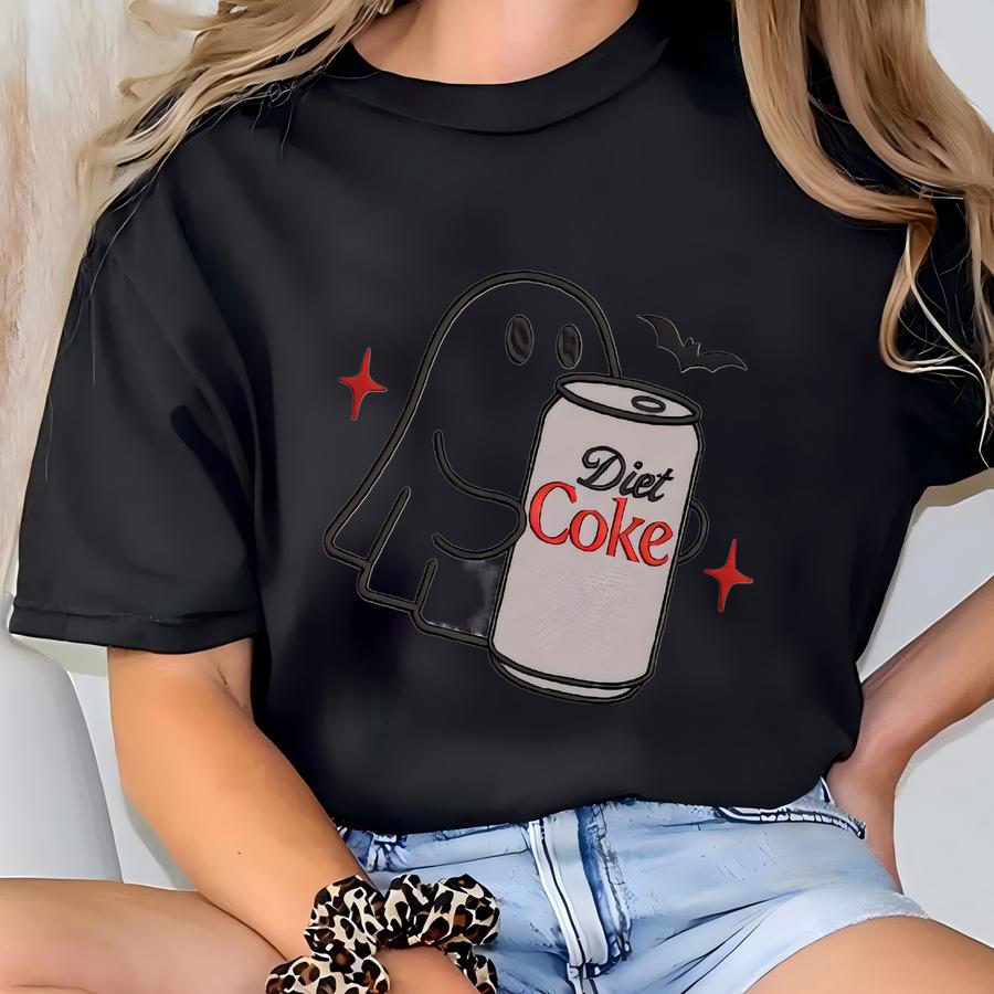 Сute Ghost Diet Soda Quarter Zip Sweatshirt, Сute Little Ghost Halloween Shirt, Boo Ghost Drink Shirt, Halloween Coke Lovers T-shirt