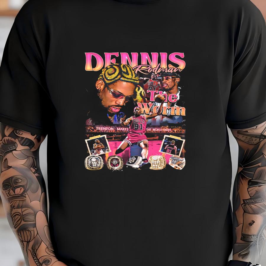 Vintage 90s Dennis Rodman X Trenton Shirt Homage Retro Classic Graphic Tee Bootleg Bestseller Unisex Sport Sweatshirt Gift T-shirt