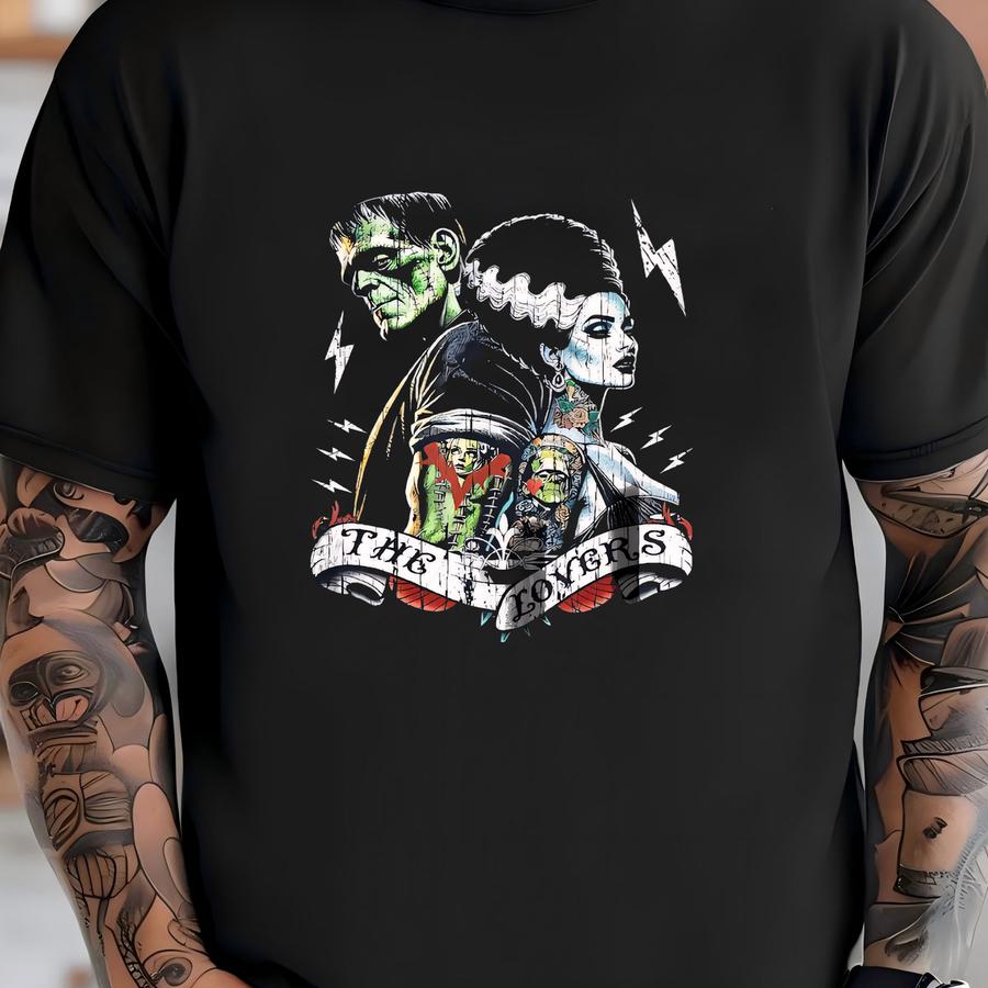 Frankenstein Bride Tarot Card Shirt: Vintage Horror Couple Tee T-shirt