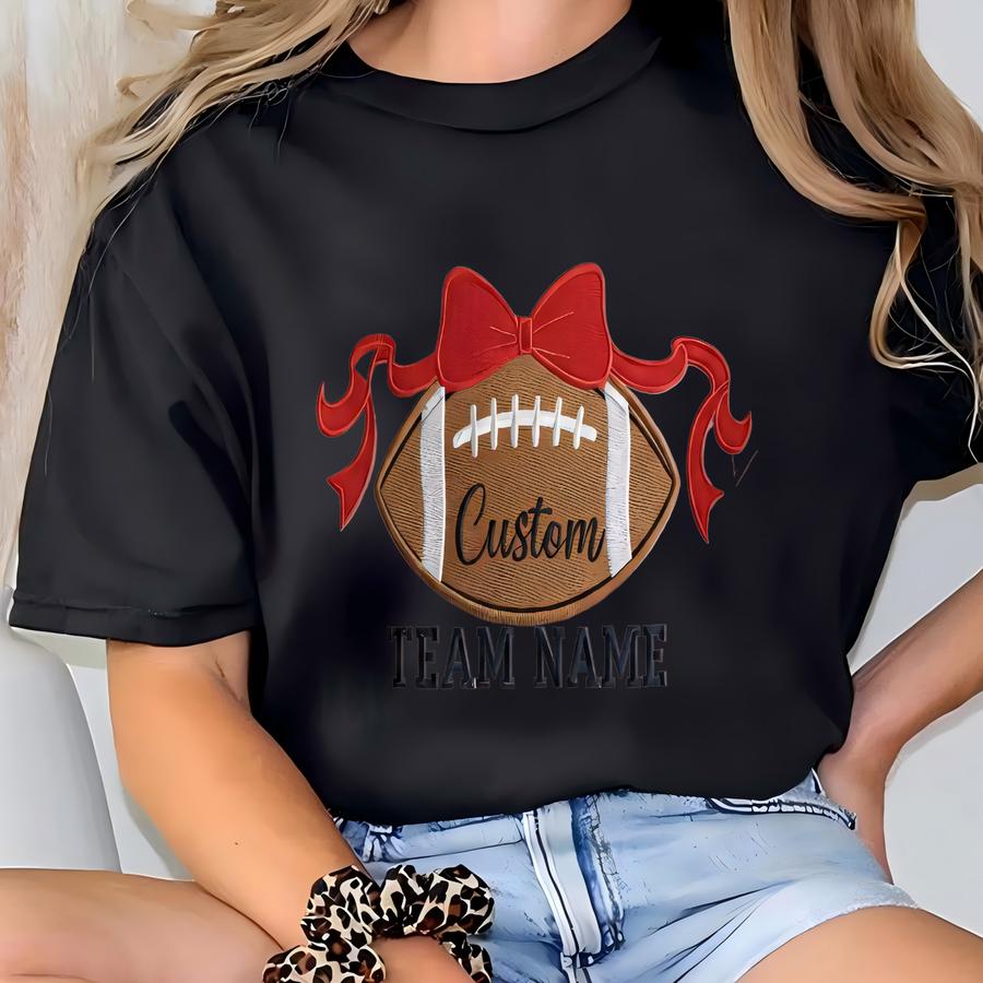 Kids Football Bow Sweatshirt, Coquette Football Kids Shirt, Girls Gameday Shirt, Sister Football Shirt, School Spirit Shirt T-shirt