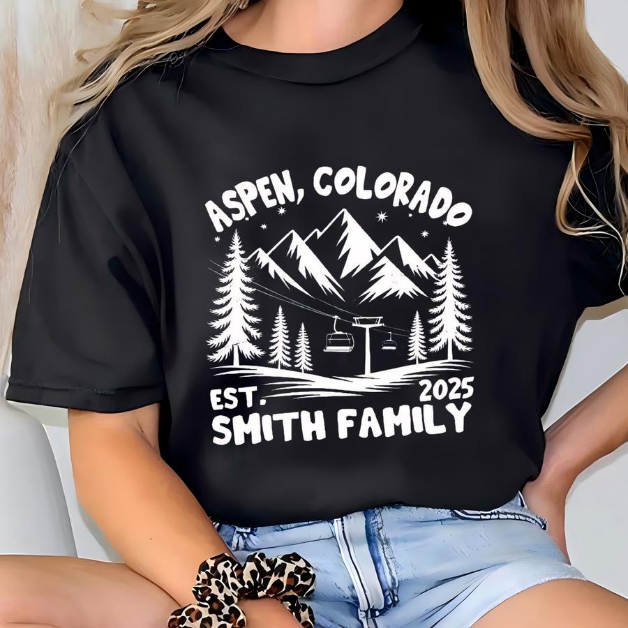 Ski Trip 2025 Shirt, Ski Trip Matching Family Vacation Shirt, Custom Ski Family Tee, Personalized Matching Skiing Group Shirt T-shirt