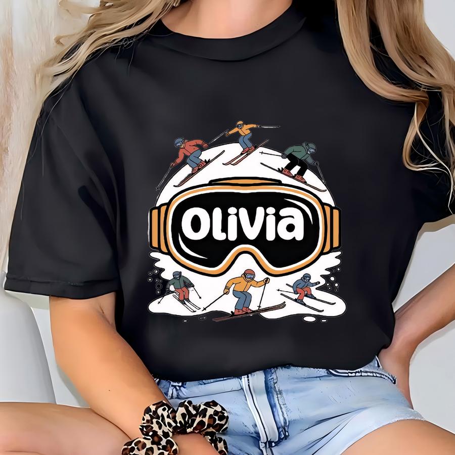 Ski Trip 2025 Shirt, Ski Trip Matching Family Vacation Shirt, Ski Goggles Tee, Personalized Matching Skiing Group Shirt T-shirt