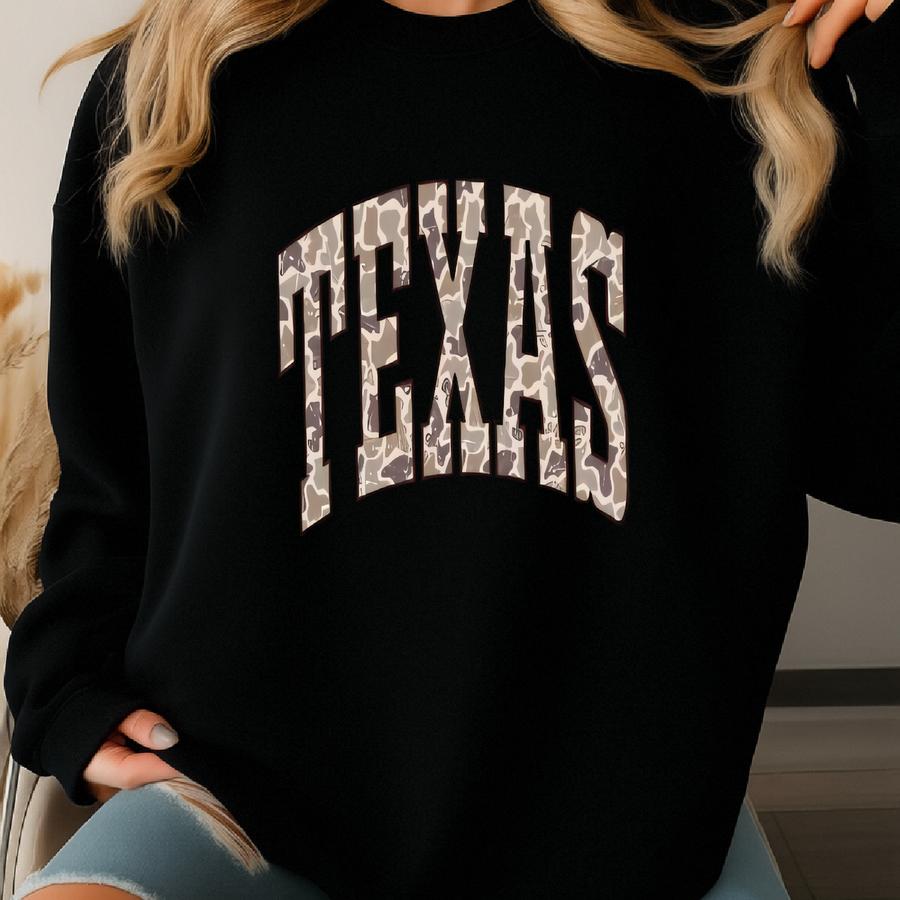 Distressed Camo Texas T-shirt Sweatshirt