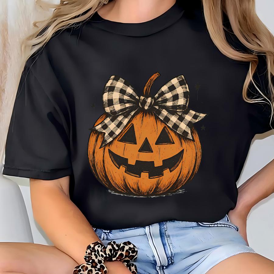 Coquette Fall Sweatshirt, Fall Pumpkin Coquette Bow, Retro Coquette Fall Sweatshirt, Fall Sweatshirt, Halloween Sweatshirt T-shirt