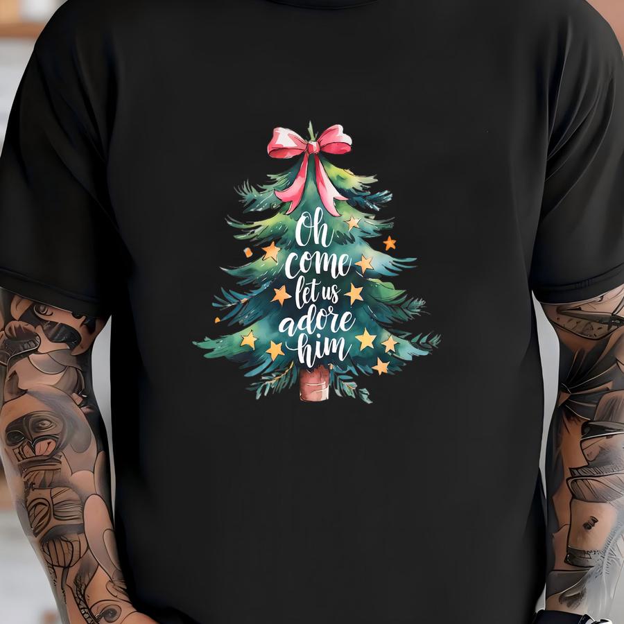 ® Oh Come Let Us Adore Him Shirt, Nativity Christmas Hoodie, Christmas Gifts, Christian Christmas Shirt, Nativity Xmas Tee T-shirt