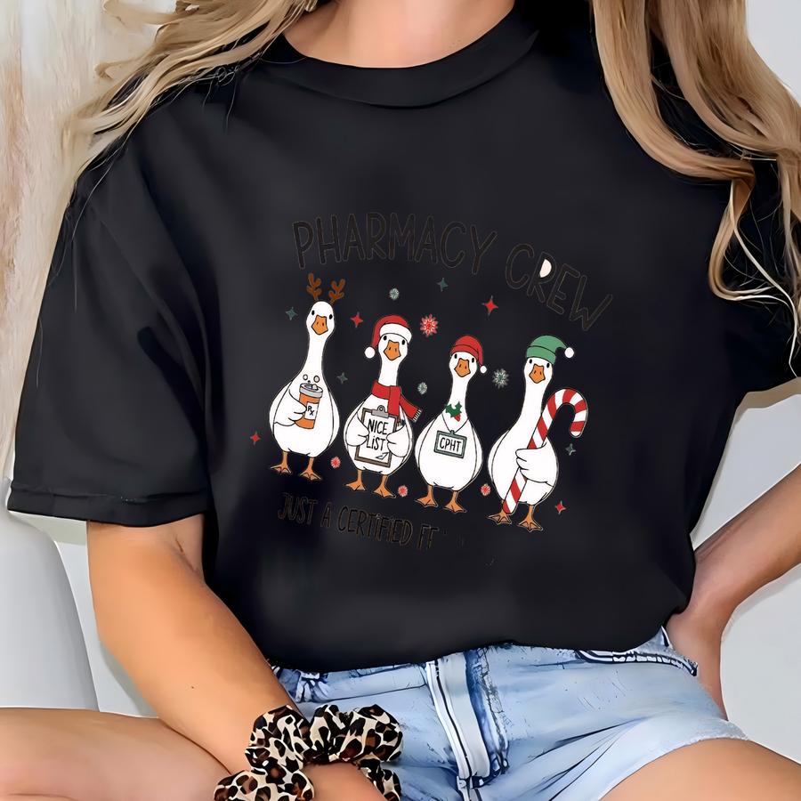 Pharmacy Crew Christmas Shirt, Silly Goose Pharmacist Sweatshirt, Funny Pharmacy Shirt, Pharmacist Gift Women, Pharmacy Technician Crewneck T-shirt