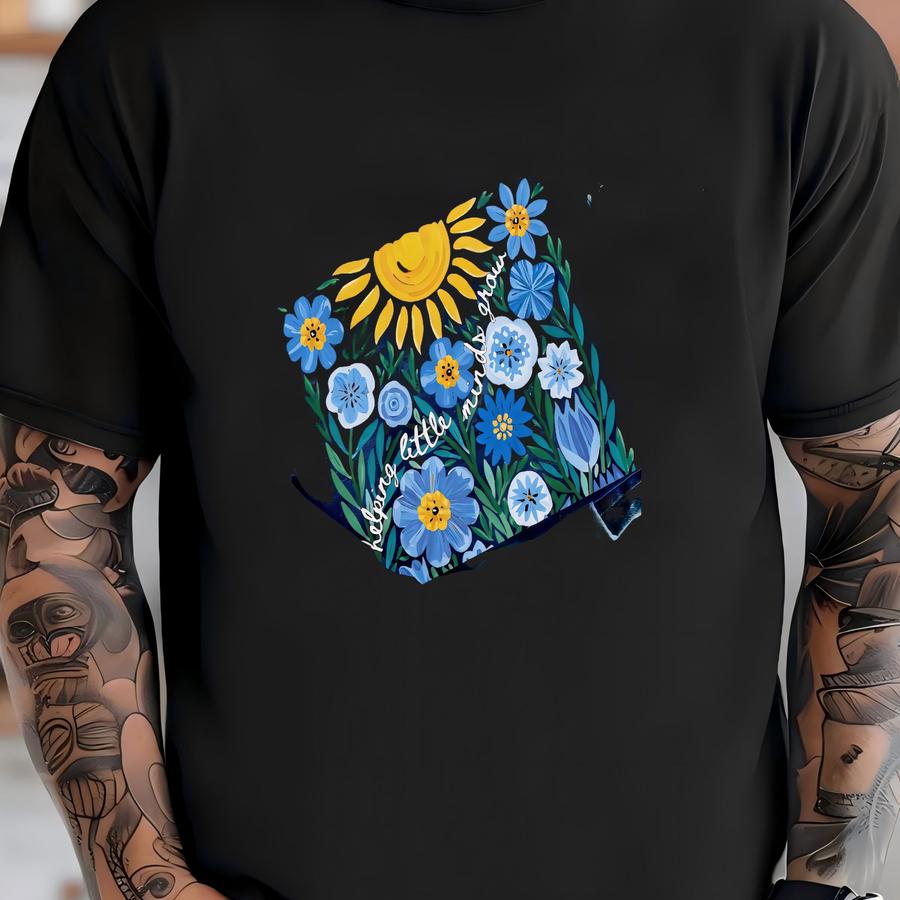 Teacher Sweatshirt, Helping Little Minds Grow, Cute Sweatshirt For Teachers, Teacher Gifts, Teacher Flower Sweatshirt, Teach Floral, Gift T-shirt