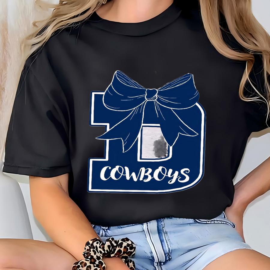 Big D Cowboys Bow Design – Gildan 50/50 Unisex Sweatshirt, Football, , Watch Party, Tailgate, Bow Graphic, Love The Cowboys, Dem Boys T-shirt