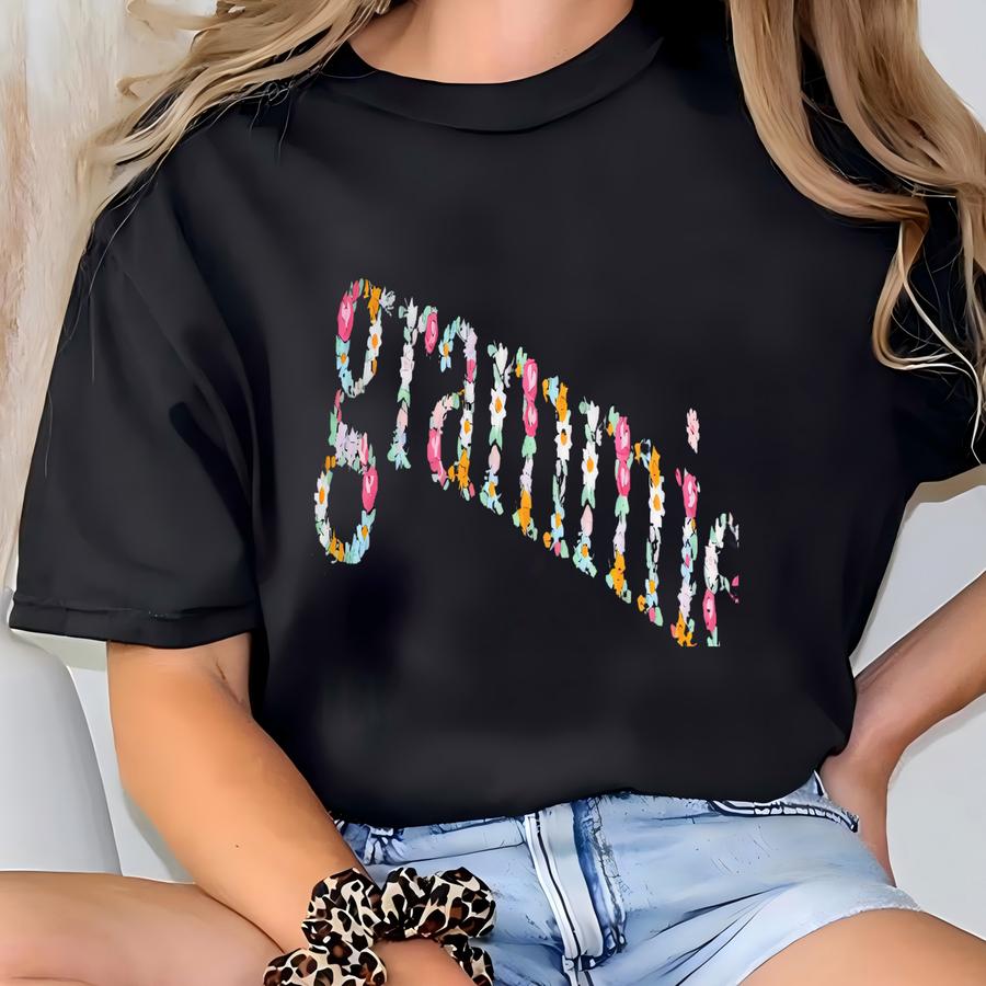 Floral Grammie Shirt: Custom Grandma Birthday Gift, Gender Reveal T-shirt