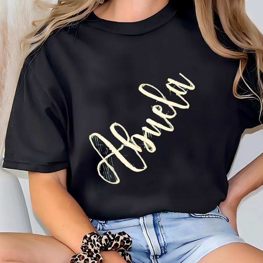 Custom Abuela Sweatshirt With Kid Name Sve - Custom Grandma Sweatshirt On Neckline - Family Birthday Gift - Grammy Gift T-shirt