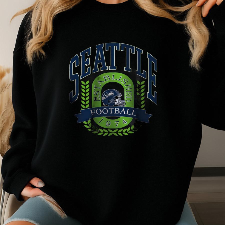 Seattle Football Sweatshirt, Vintage Seattle Football Crewneck, Retro Seattle Football Shirt, Game Day Apparel, Seattle Football Fan Gifts Sweatshirt