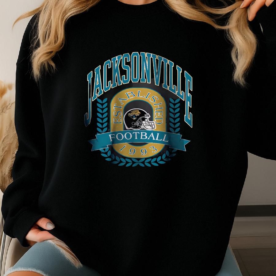 Jacksonville Football Sweatshirt, Vintage Style Jacksonville Football Crewneck, Jacksonville Fan Gifts, Sunday Football Apparel Sweatshirt