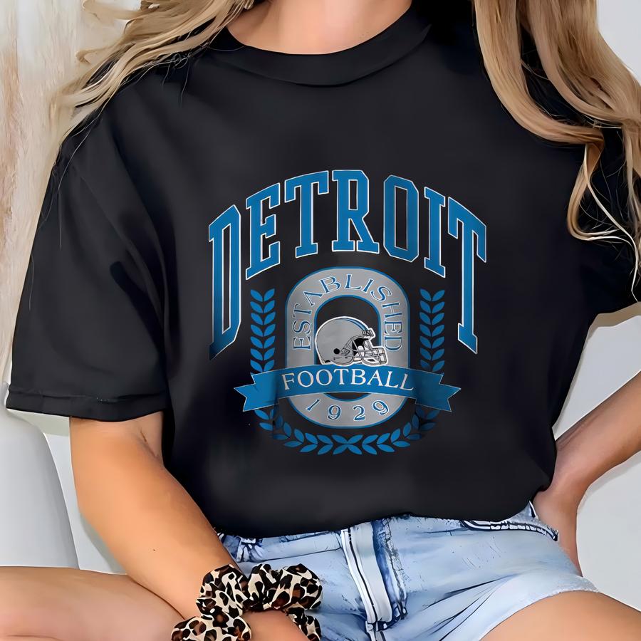 Detroit Football Sweatshirt, Vintage Detroit Football Crewneck, Retro Detroit Football Shirt, Game Day Apparel, Detroit Football Fan Gifts T-shirt