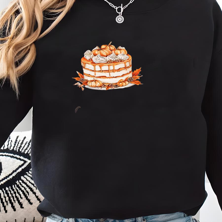 Custom Pumpkin Cake Journal Fall Season Gift Baking Lover Recipe Lined Notebook For Bakery Owner Gift Autumn Boho Aesthetic Minimalist Food Sweatshirt