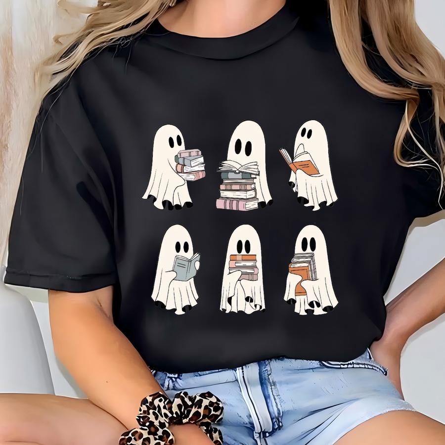 Ghost Reading Books Sweatshirt, Halloween Teacher Shirt, Librarian Ghost Halloween Shirt, Boo School Shirt, Boo School Gift Shirt T-shirt