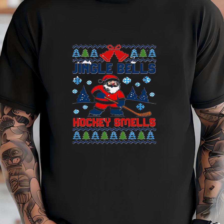 Xmas Hockey Santa Shirt: Ugly Christmas Sports Tee T-shirt