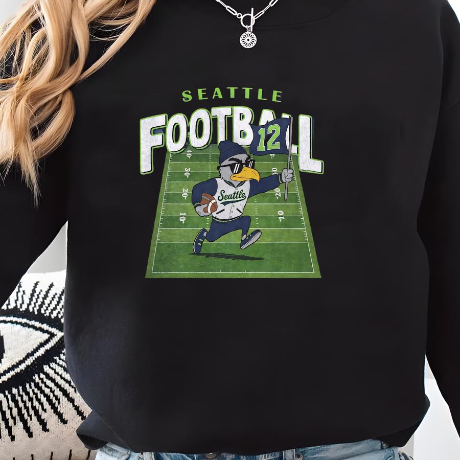 Vintage Seattle Football Shirt, Seahawks Mascot Shirt, Seattle Football Crewneck Tee, Football Shirt, Seahawks Game Day Tee Sweatshirt
