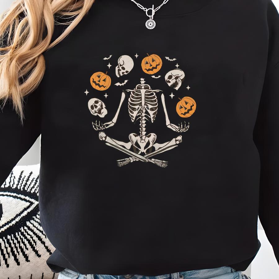 Retro Skeleton Sweatshirts, Halloween Pumpkin Shirts, Funny Halloween Gifts, Womens Halloween Gifts, Halloween Party Shirt, Spooky Season Sweatshirt