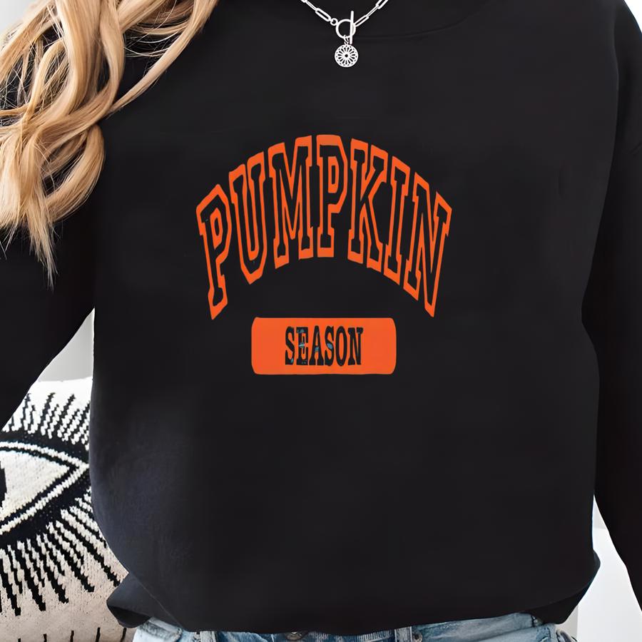 Fall Pumpkin Season Sweatshirt Cozy Crewneck Sweater For Halloween And Thanksgiving Autumn Casual Wear Sweatshirt